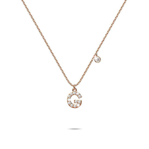 Solid 925 Sterling Silver Initial Crystal Personalised Alphabet Letter Necklace Rose Gold Filled
